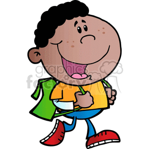 African American boy going to school clipart. Royalty-free image # 383312