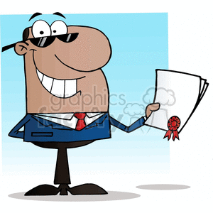 clipart - salesman holding a contract.