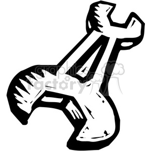 clipart - black and white wrench.