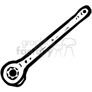 black and white wrench clipart. Commercial use image # 385047
