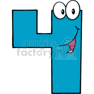 4990-Clipart-Illustration-of-Number-Four-Cartoon-Mascot-Character clipart. Commercial use image # 385187