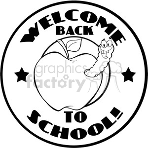 clipart - 4948-Clipart-Illustration-of-Happy-Worm-In-Apple-Over-Sticker-With-Text-Back-To-School.
