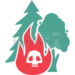 eco environment illustration logo symbols elements earth forest+fire danger nature skull