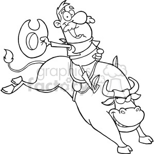 cartoon funny illustrations comic comical western cowboy bronco rodeo bull black+white