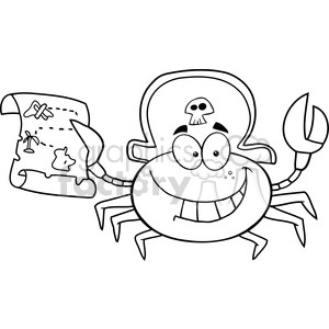 clipart - Pirate Crab Holding A Treasure Map.