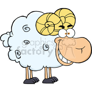 Happy Ram Cartoon Mascot Character clipart. Commercial use image # 386497