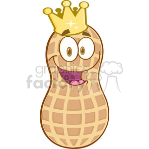 Peanut-Cartoon-Mascot-Character-With-Golden-Crown clipart. Commercial use image # 386517