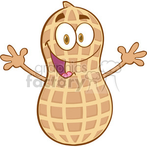 Peanut Cartoon Mascot Character With Welcoming Open Arms clipart. Commercial use image # 386537