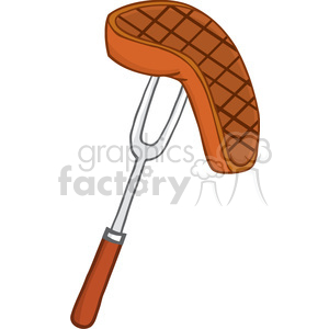 Clipart of Fork With Grilled Steak clipart. Commercial use image # 386824