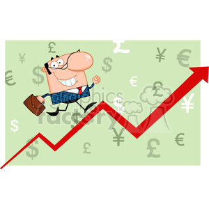 RF Smiling Business Manager Running Upwards On A Statistics Arrow clipart. Commercial use image # 386924
