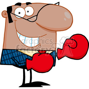 clipart - Clipart of Smiling African American Business Manager With Boxing Gloves.
