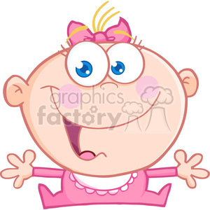 Royalty Free Happy Baby Girl With Open Arms clipart.