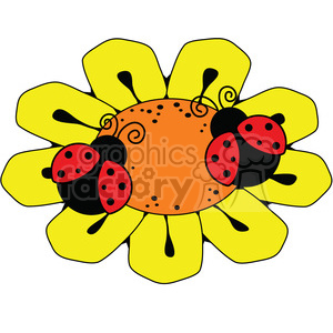 cartoon cute vector clipart clip+art ladybug flower
