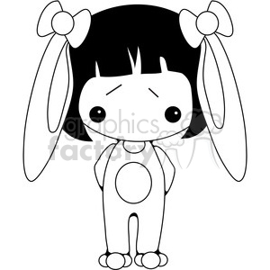 cartoon girl kid child bunny costume pjays black+white