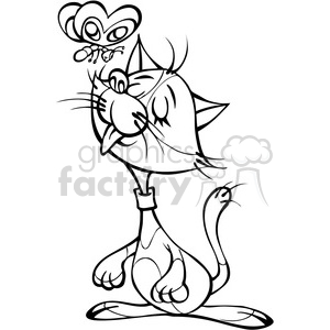 cartoon black white cat and butterfly clipart. Commercial use image # 387821