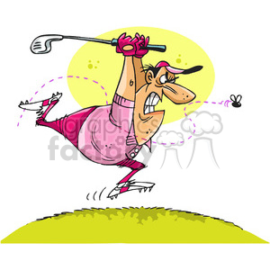 cartoon golfer chasing a bee clipart. Royalty-free image # 387957