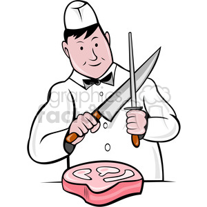 cartoon butcher chopping ham meat cutting