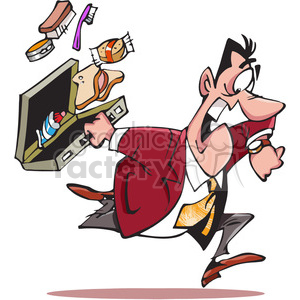 cartoon business man running late clipart. Commercial use image # 388518