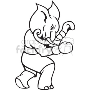 black and white elephant boxing clipart. Commercial use image # 388638