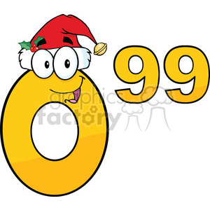 6704 Royalty Free Clip Art Price Tag Number 0-99 With Santa Hat Cartoon Mascot Character