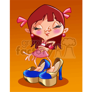 cartoon character funny comical female child girl heels wearing