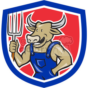 farmer farmers rancher ranchers bull cattle pitchfork logo mascot shield