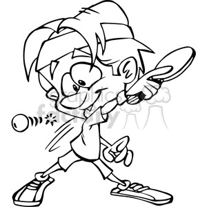 cartoon tennis player outline clipart. Royalty-free image # 390730
