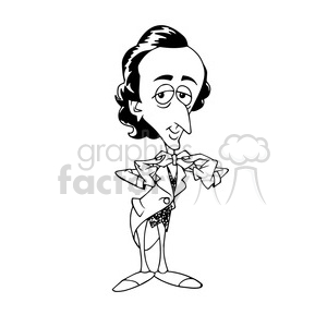 Frederic Chopin bw cartoon caricature clipart.
