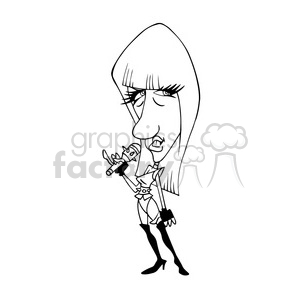 Lady Gaga bw cartoon caricature clipart.