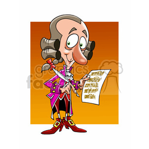 Wolfgang Amadeus Mozart cartoon caricature clipart.