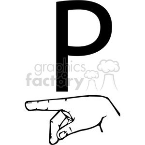 clipart - ASL sign language P clipart illustration worksheet.