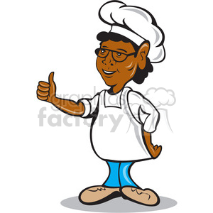 retro chef African+American cook thumbs+up restaurant cartoon