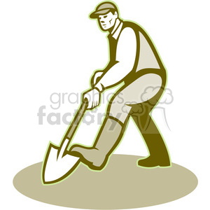 gardener shoveling ISO shape clipart.