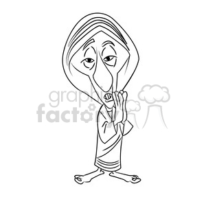 clipart - mother teresa cartoon in black and white.