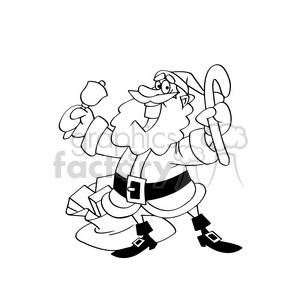 santa claus giving gifts black white merry christmas clipart.