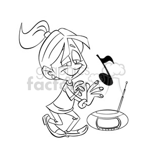 black+white cartoon comic funny characters people music dance radio girl