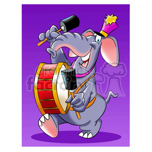 image of an elephant band member elefante tocando bombo clipart.