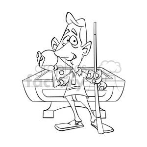 black+white cartoon comic funny characters people billiards pool sports player