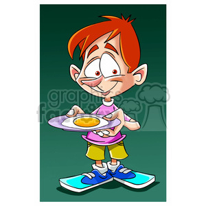 image of kid holding breakfast huevo frito clipart. Royalty-free image # 393932