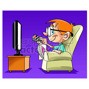 clipart - image of boy watching tv nino con control remoto.