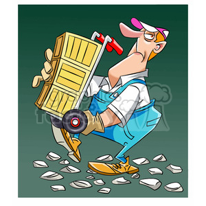 moving guy carrying a dolly over rocks cargador clipart.