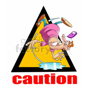 man falling with cell phone from water puddle clipart.