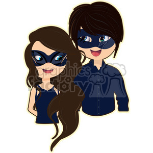 Masquerade Couple cartoon character vector image clipart.