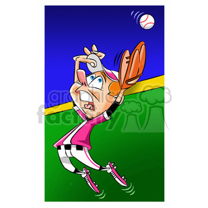 cartoon funny silly comics character mascot mascots baseball sports sport catch catching jump. jumping shortstop outfielder