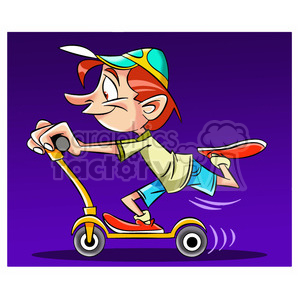 kid riding a scooter clipart.