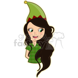 Elf girl cartoon character vector clip art image clipart.