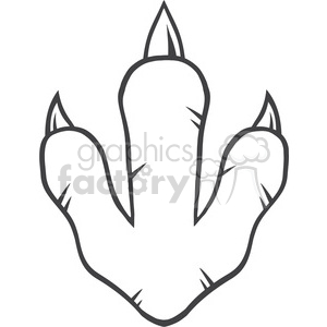 clipart - 8849 Royalty Free RF Clipart Illustration Black And White Dinosaur Paw With Claws Vector Illustration Isolated On White Background.