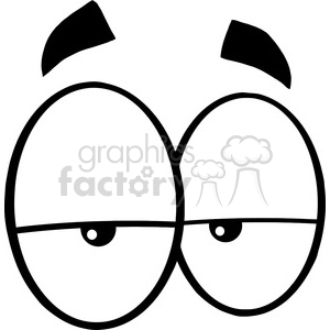 Royalty Free RF Clipart Illustration Black And White Lazy Cartoon Eyes clipart.
