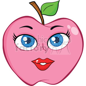 Royalty Free RF Clipart Illustration Pink Apple With Woman Face clipart.