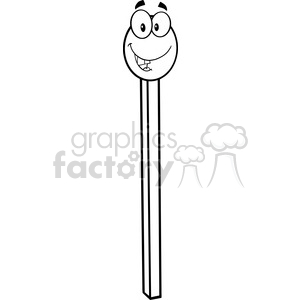 clipart - Royalty Free RF Clipart Illustration Black And White Happy Match Stick Cartoon Mascot Character.